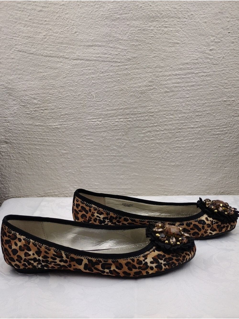 Adrienne Vittadini Carmelita Brown Classic Leopard Print Embellished Flat Shoe - Picture 4 of 16